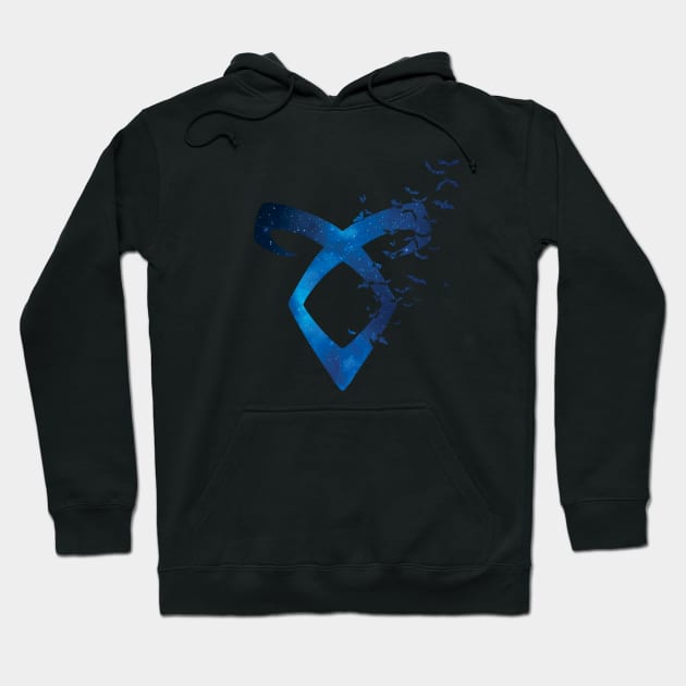 Shadowhunters rune - Angelic power rune with bats (blue galaxy) - gift idea Hoodie by Vane22april